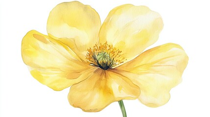 Obraz premium Delicate Watercolor Painting of a Yellow Poppy Flower