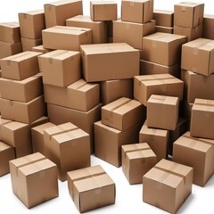 Fototapeta premium A Mountain of Cardboard Boxes: A Warehouse Inventory