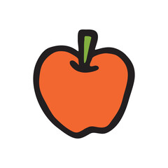 Apple doodle icon or logo, hand drawn with thin line. PNG isolated on transparent background and vector illustration