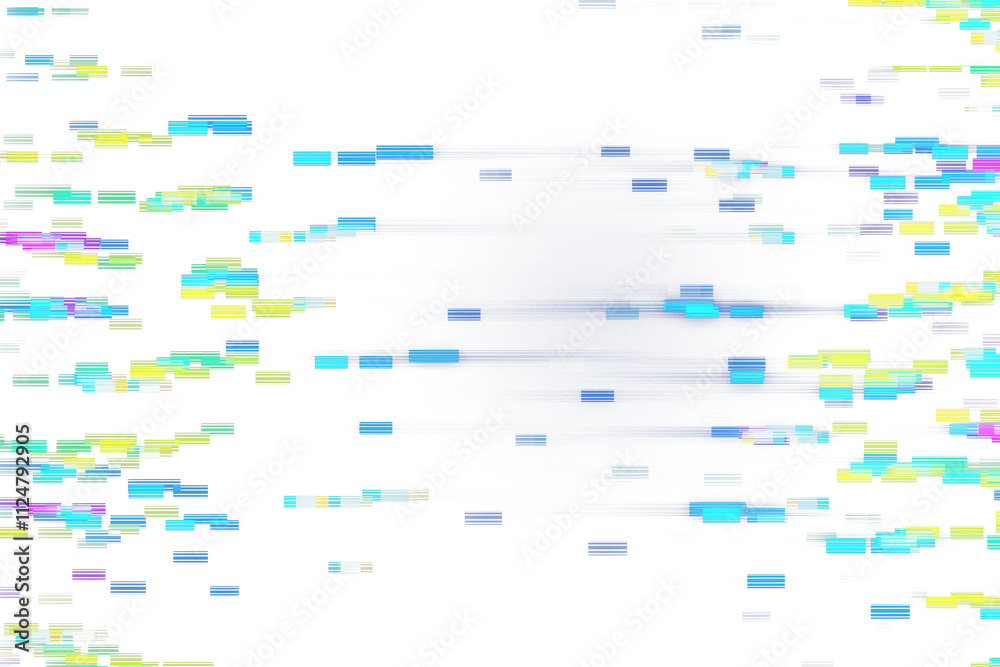 Poster abstract multicolored lines and rectangles on a white background, clean design, representing a digit