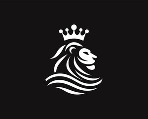 Naklejka premium Lion King logo design icon symbol vector illustration.