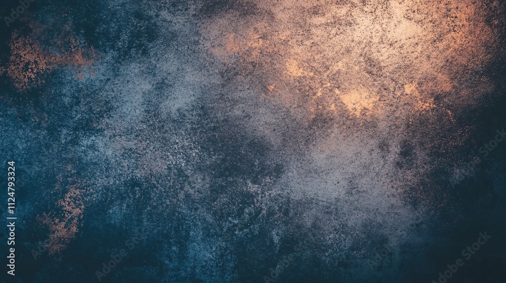 Poster Abstract background showing a textured wall with a gradient of blue and orange tones