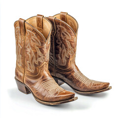 A_pair_cowboy_boots_isolated_on_white background.