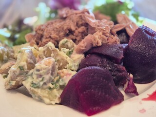 Fresh Vegetable and Meat Salad Close View Background