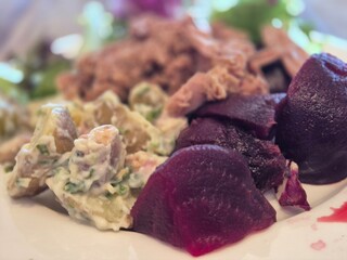 Fresh Vegetable and Meat Salad Close View Background