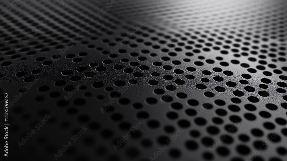 Aufkleber Black metallic surface with round holes creating textured pattern