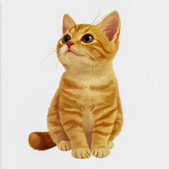 Obraz premium Cute ginger tabby cat sitting isolated on Transparent background.