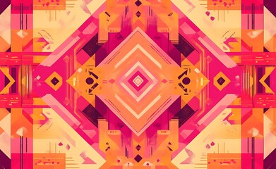Obraz premium illustration with pink and orange geometric patterns