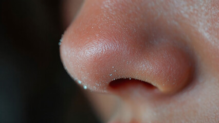 Fototapeta premium Close-up of a Nose with Textured Skin in Natural Light