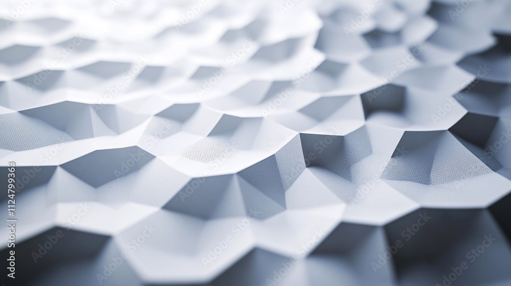 Poster White abstract geometric surface creating an optical illusion