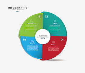 Circle chart infographic template with 4 options for presentations