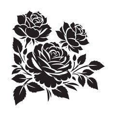 black silhouette flowers with branch leaves illustration floral decoration elegant summer blossom plant nature botany vector