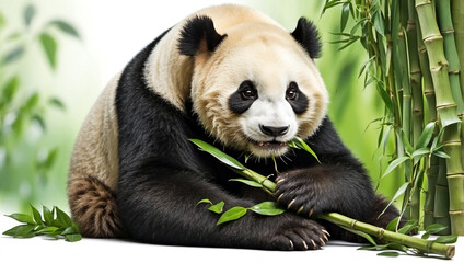 Naklejka premium Panda Eating Bamboo