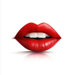 Obraz premium a pair of red lips isolated on a white background 