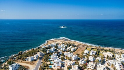 Aerial view of coastal town in Cyprus