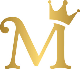 Golden Letter m with crown