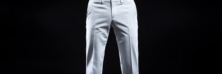 Obraz premium Slim-fit white trousers mockup against a sleek black background with sharp, crisp lines