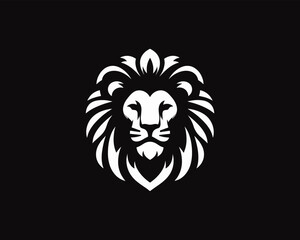 Lion Logo Design Vector Template. Lion Head Logo Icon Vector illustration. Black and white Lion head vector illustration.