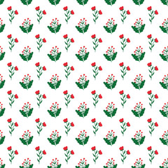 Christmas Florals Seamless Vector Pattern Design