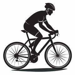 Naklejka premium Man riding on the bicycle silhouette 