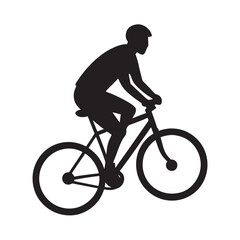 Obraz premium Man riding on the bicycle silhouette 