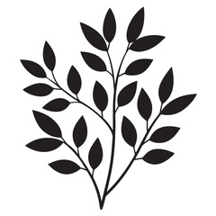 Different type of hand drawn leaves linocut vector 