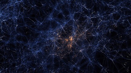 Abstract representation of cosmic web structure, illustrating interconnectedness in the universe.