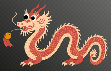 Chinese New Year Dragon png. Dragon on isolated transparent background. Chinese New Year design.