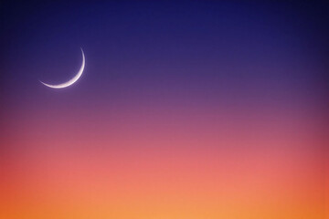 Sunset sky transitioning night gradient colors crescent moon glow