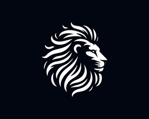 Lion Logo Design Vector Template. Lion Head Logo Icon Vector illustration. Black and white Lion head vector illustration.