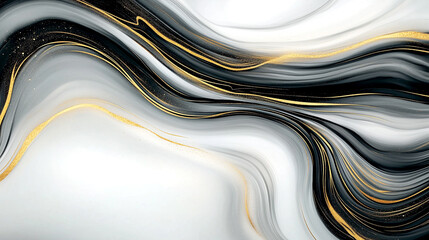 A gold and black wave pattern on a white background. The gold and black colors create a sense of movement and energy