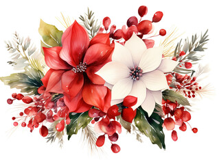 Awesome christmas watercolor poinsettia clip art