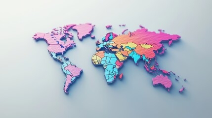 Fototapeta premium Colorful World Map with Country Borders Highlighted
