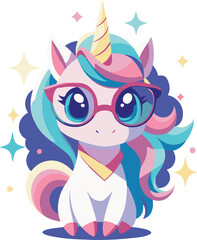 Cute unicorns with golden horns. Unicorn sticker, Childish vector illustration