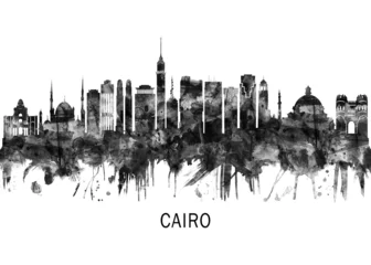 Wandcirkels Aquarelschilderij wolkenkrabber Cairo Egypt Skyline BW ,city landscape banner district business print painting watercolor  © Towseef Dar