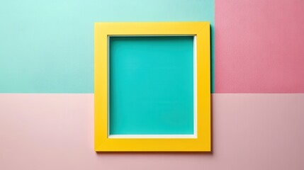Yellow frame on pastel background.