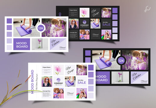 Collages & Moodboard Presentation Layout With Dark & Light Accents