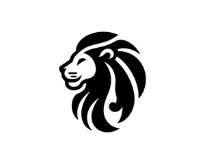 Lion head icon vector. Lion face logo design template. Silhouette simple. Black color, Flat style lion. Vector illustration Animal Logotype concept.