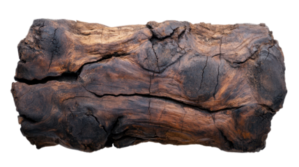 Detailed wooden log with unique textures. transparent background