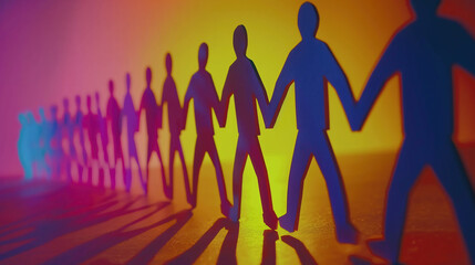 Fototapeta premium Diversity Inclusion And Equality Concept - Paper People Silhouettes