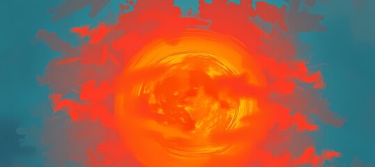 Abstract fiery sun, global warming concept