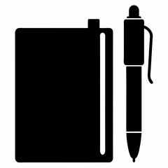 Silhouette Vector of Pen and Notebook