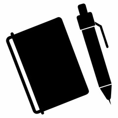 Silhouette Vector of Pen and Notebook