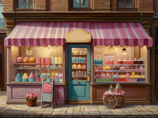 Sweet Shop Oil Painting Illustration Art