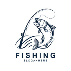 Fishing logo design template illustration. Sport fishing Logo