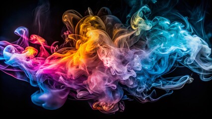 Obraz premium Captivating Aerial View of Ethereal Smoke Patterns Against a Dark Background in High Contrast, Perfect for Artistic and Abstract Imagery, Evoking Mystery and Elegance in Design Projects