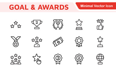 Goal & Awards Icon Set. A motivational collection of icons designed to celebrate achievements and aspirations, perfect for personal development, coaching, and recognition.