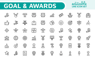 Goal & Awards Icon Set. A motivational collection of icons designed to celebrate achievements and aspirations, perfect for personal development, coaching, and recognition.