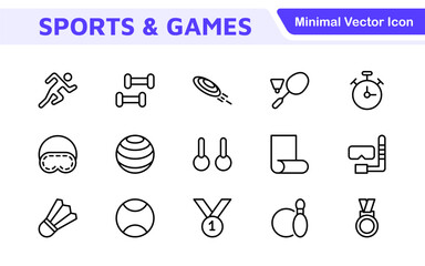 Sports Icon Set. A dynamic collection of vibrant icons representing various sports and activities, perfect for enhancing apps, websites, and marketing materials.