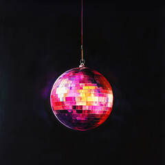 Obraz premium disco background with disco balls in purple and gold lighting 